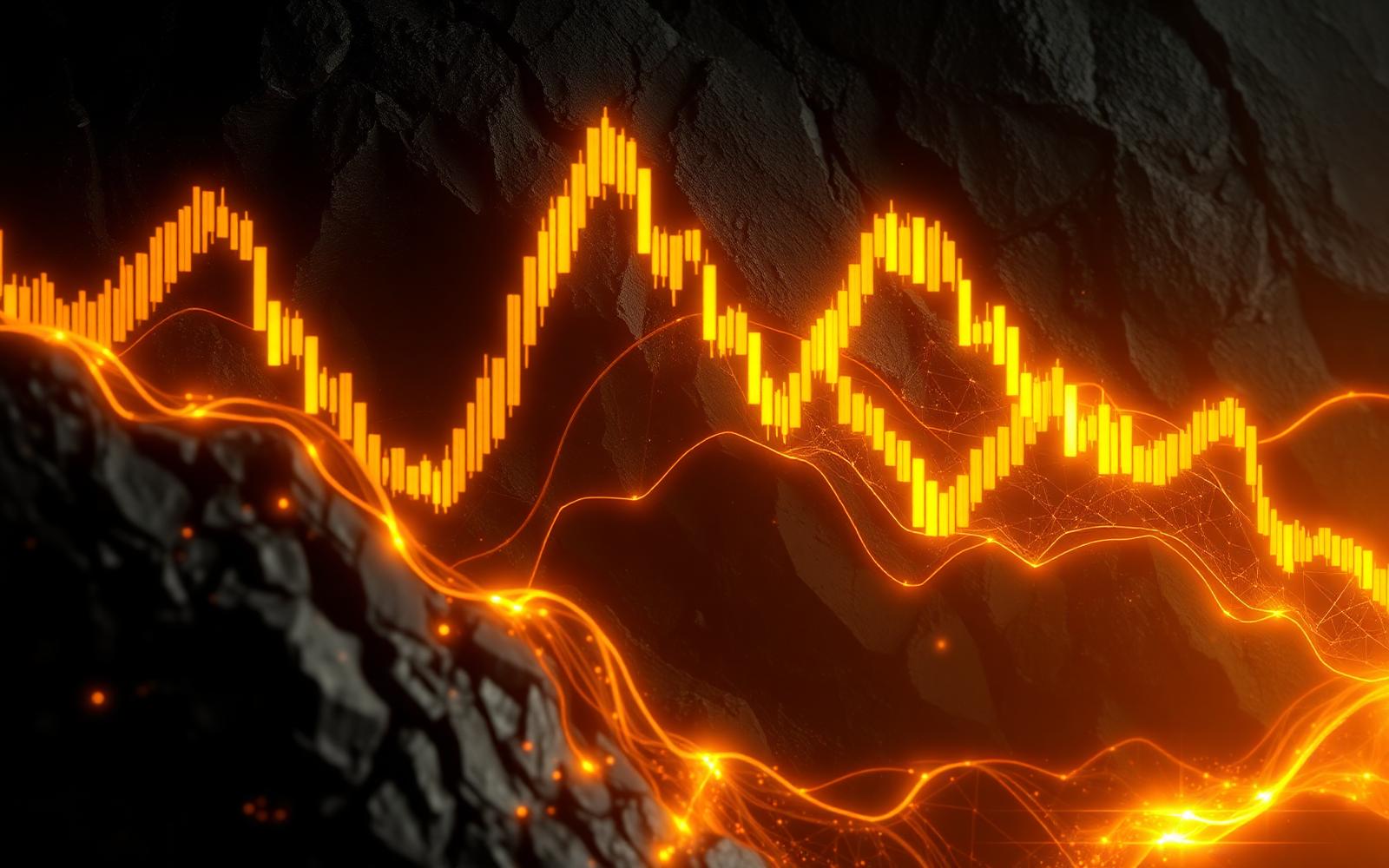 Abstract candlestick and data visual representing independent ProMarketsCFD trading platform research